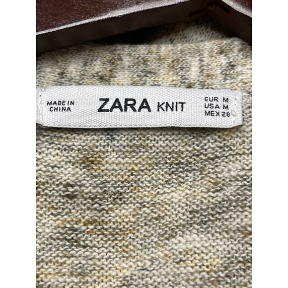 Zara Knit Heather Linen Blend Long Tail Open Cardigan Sweater Size Medium - Picture 8 of 10